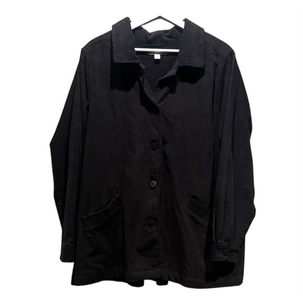 Woman Within Women’s Black Corduroy Pleated Back Barn Jacket Size 18/20